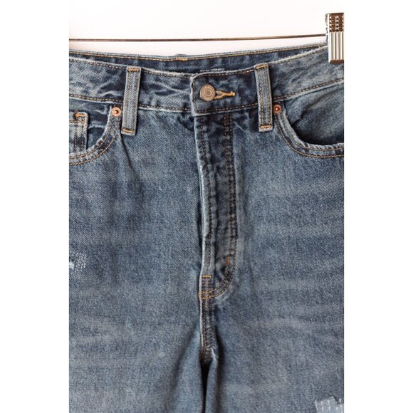 Old Navy Women's Size 8 Extra High-Rise Jeans Patchwork Straight Leg - Picture 2 of 9